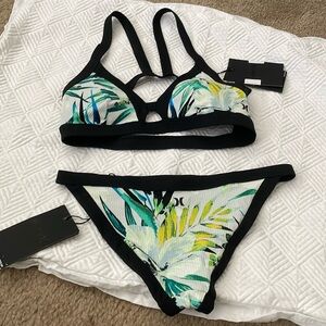 NWT Hurley Garden Print Bandeau 2Pc Swimwear Sz:S;XS